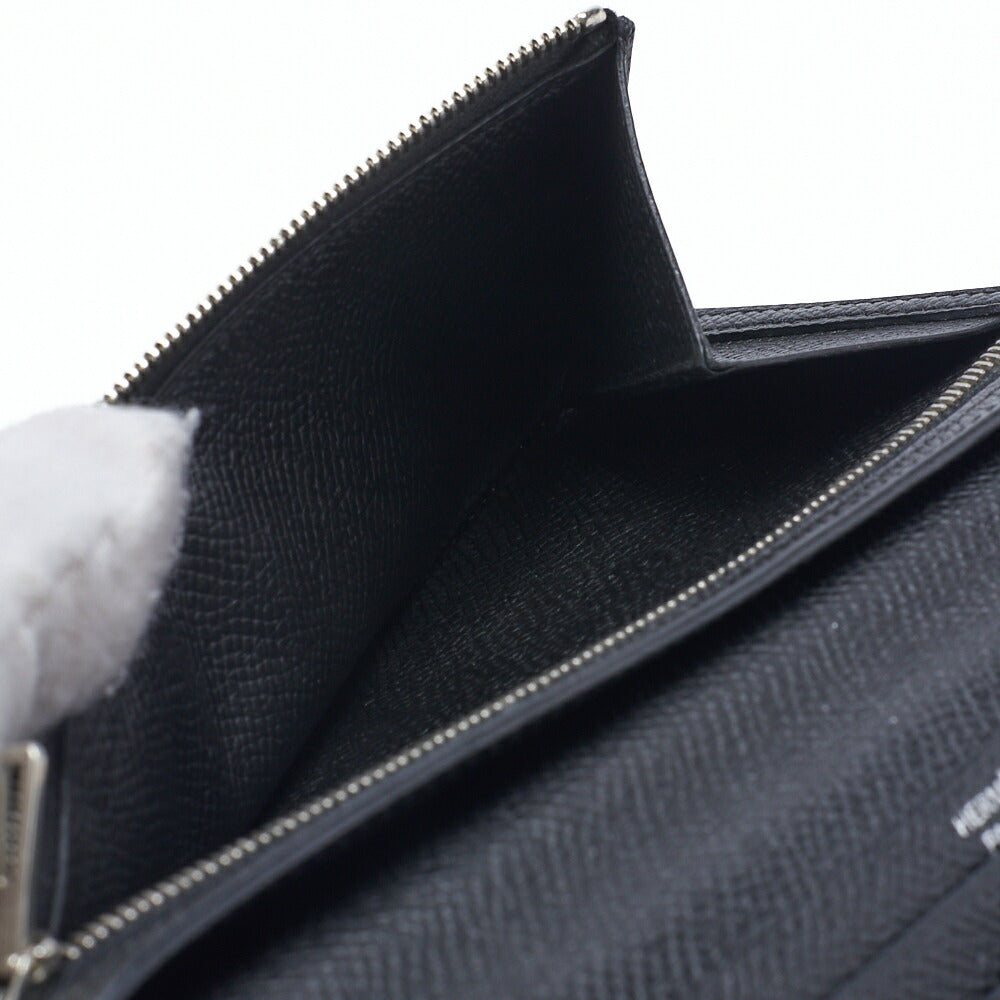 HERMES Bearn Soufflet Bi-fold Wallet Epson Leather Black Silver-Tone Hardware Pre-Owned - Vintage La Charme