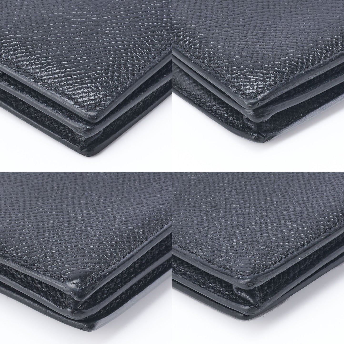 HERMES Bearn Soufflet Bi-fold Wallet Epson Leather Black Silver-Tone Hardware Pre-Owned - Vintage La Charme