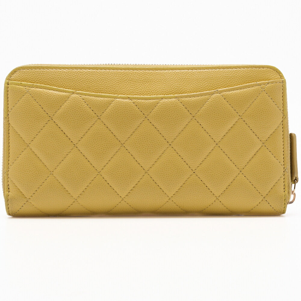 CHANEL Long Wallet, Matelasse, Caviar Skin, Yellow, Gold-Tone Hardware, Pre-Owned - Vintage La Charme
