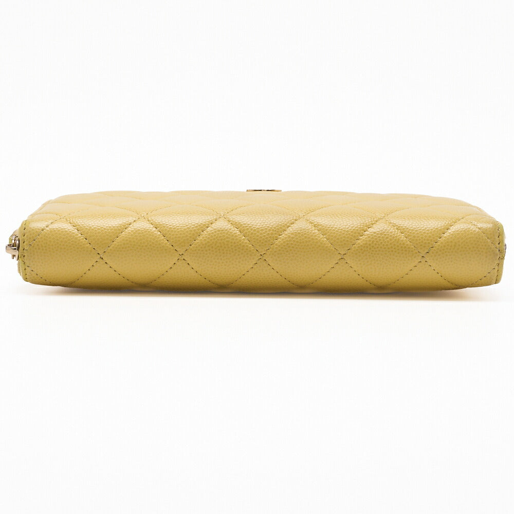 CHANEL Long Wallet, Matelasse, Caviar Skin, Yellow, Gold-Tone Hardware, Pre-Owned - Vintage La Charme