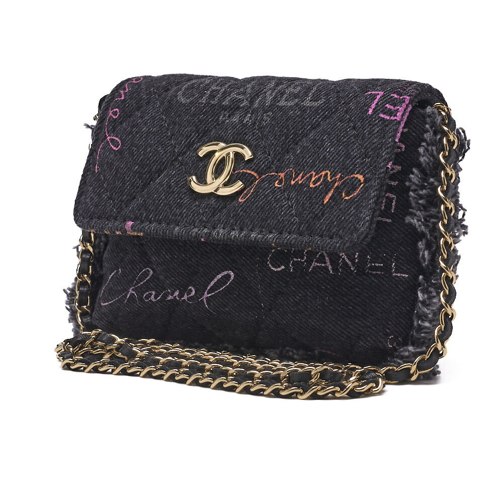 CHANEL Shoulder Bag Mini Matelasse Denim Black Gold-Tone Hardware Pre-Owned - Vintage La Charme
