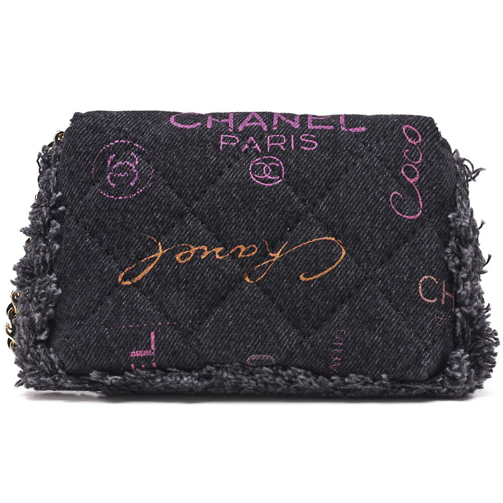 CHANEL Shoulder Bag Mini Matelasse Denim Black Gold-Tone Hardware Pre-Owned - Vintage La Charme