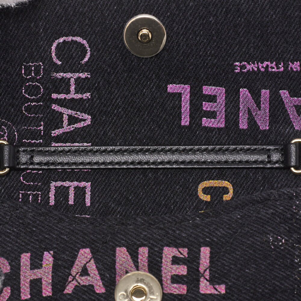 CHANEL Shoulder Bag Mini Matelasse Denim Black Gold-Tone Hardware Pre-Owned - Vintage La Charme