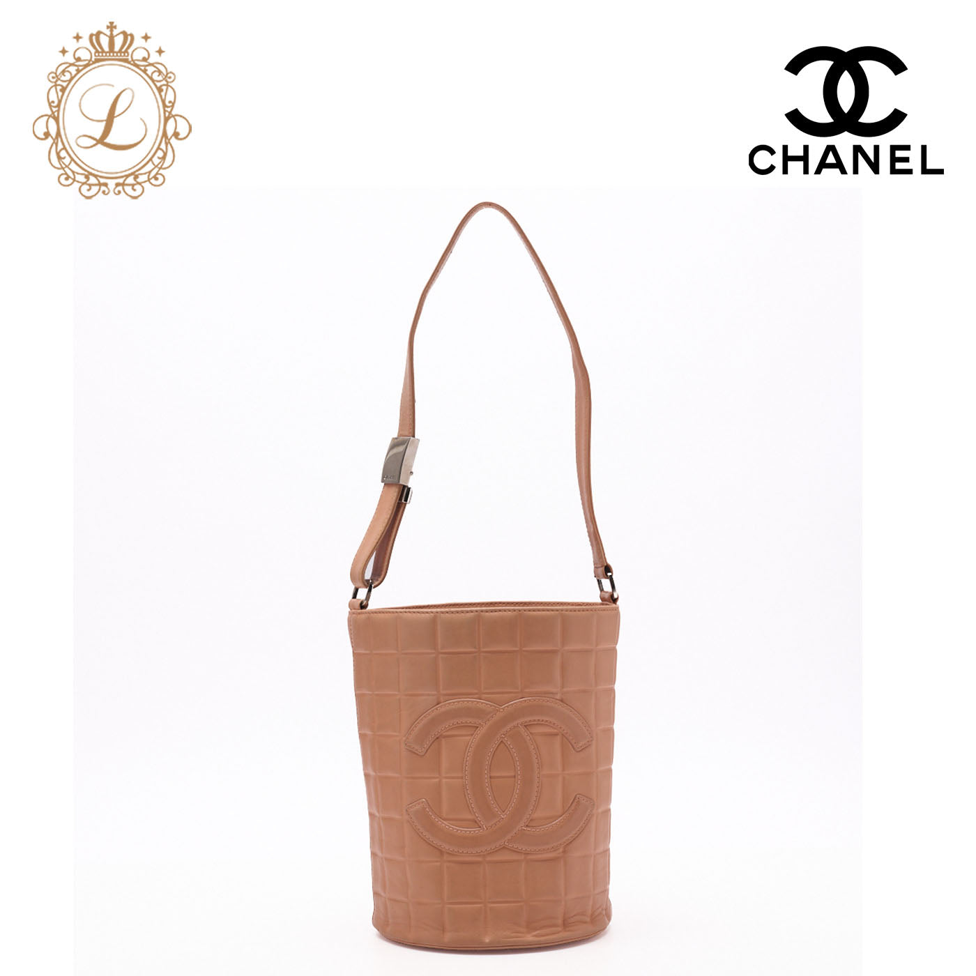CHANEL Bucket Shoulder Bag, Choco Bar Coco Mark, Lambskin, Pink, Silver-Tone Hardware, Pre-Owned - Vintage La Charme