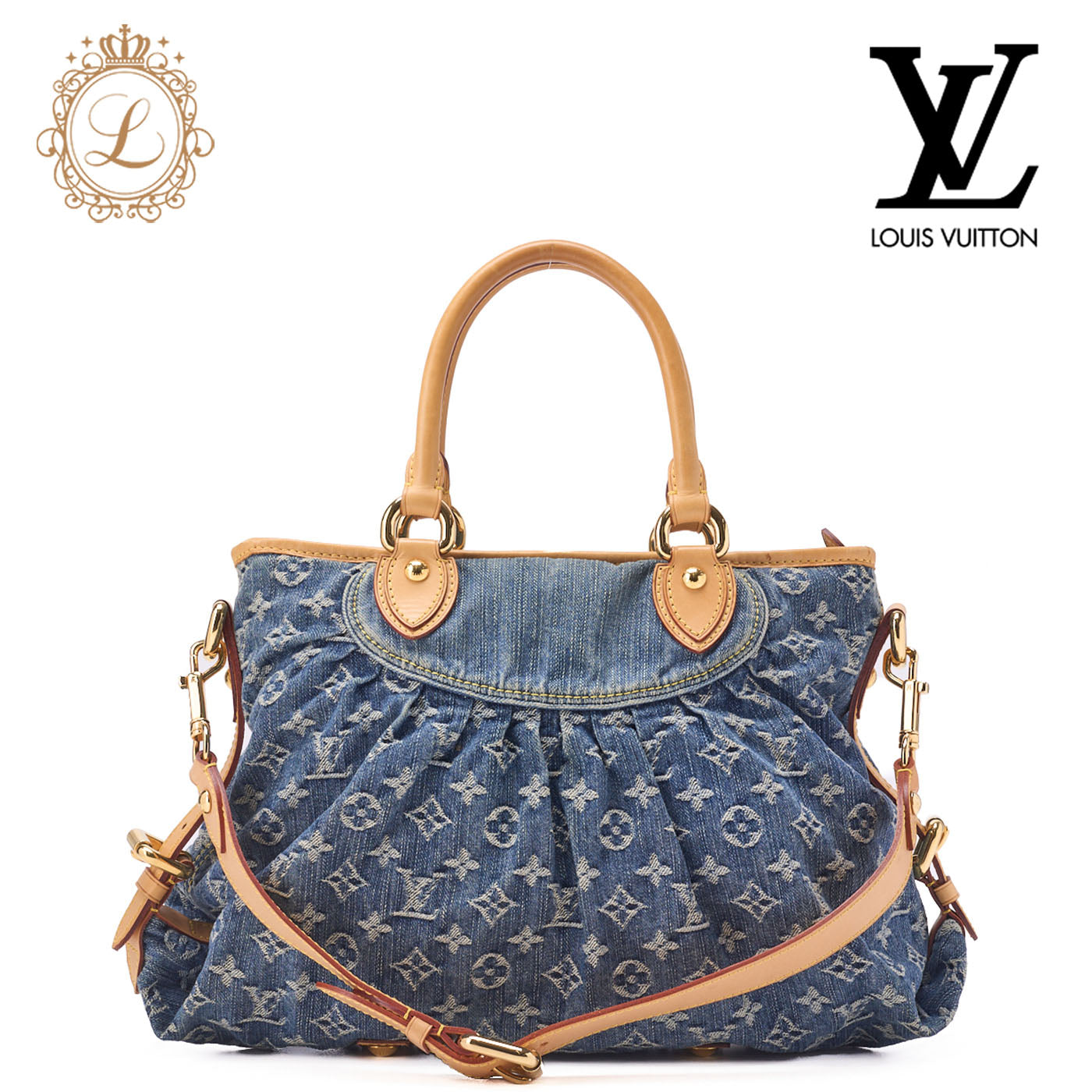 Louis Vuitton Shoulder Bag 2WAY Monogram Denim Blue Gold-Tone Hardware Pre-Owned - Vintage La Charme
