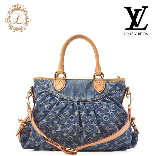 Louis Vuitton Shoulder Bag 2WAY Monogram Denim Blue Gold-Tone Hardware Pre-Owned - Vintage La Charme
