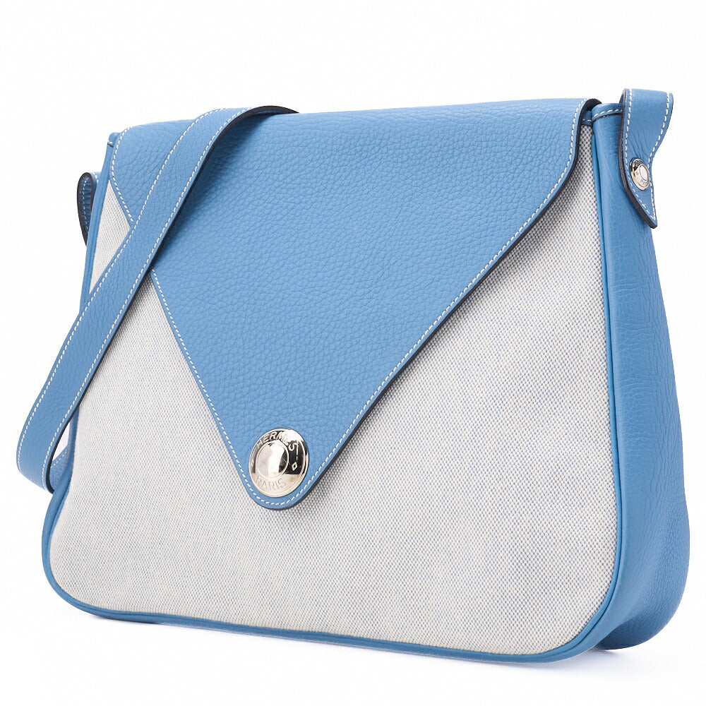 HERMES Christine Shoulder Bag Toile Ash Buffle Blue Jean Silver-Tone Hardware Pre-Owned - Vintage La Charme