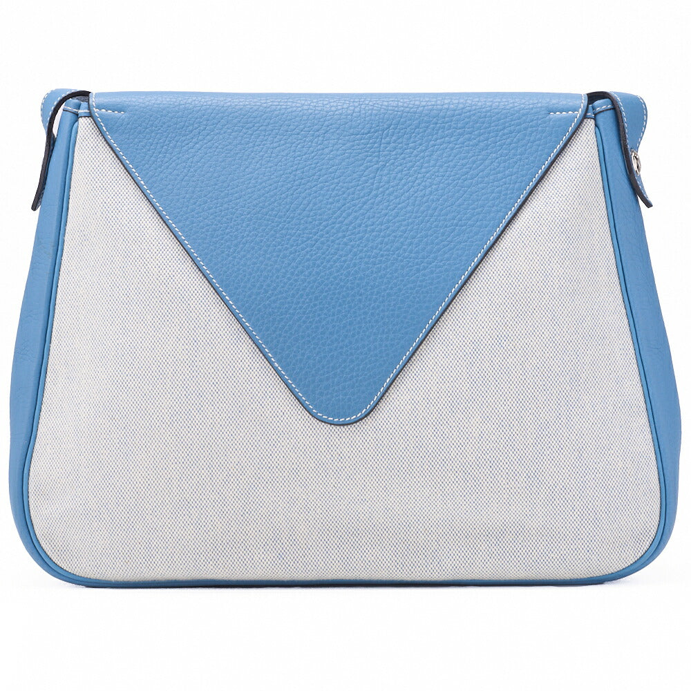 HERMES Christine Shoulder Bag Toile Ash Buffle Blue Jean Silver-Tone Hardware Pre-Owned - Vintage La Charme