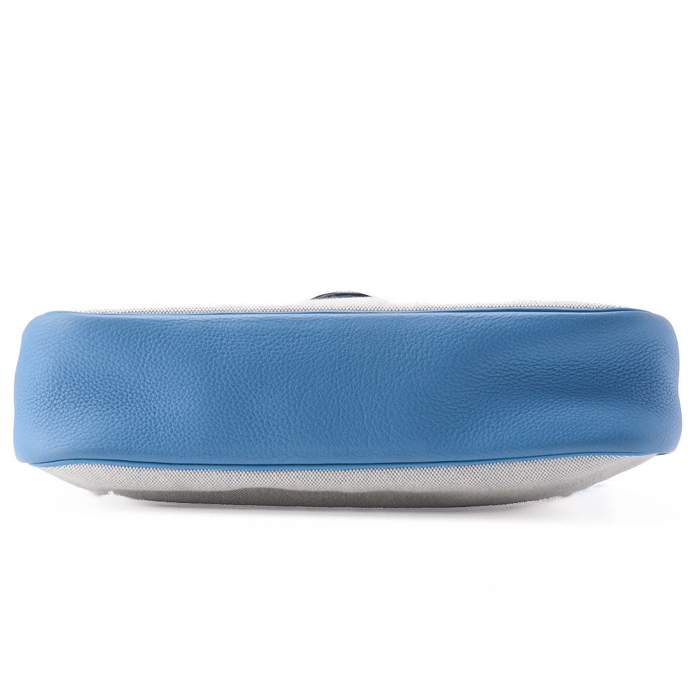 HERMES Christine Shoulder Bag Toile Ash Buffle Blue Jean Silver-Tone Hardware Pre-Owned - Vintage La Charme