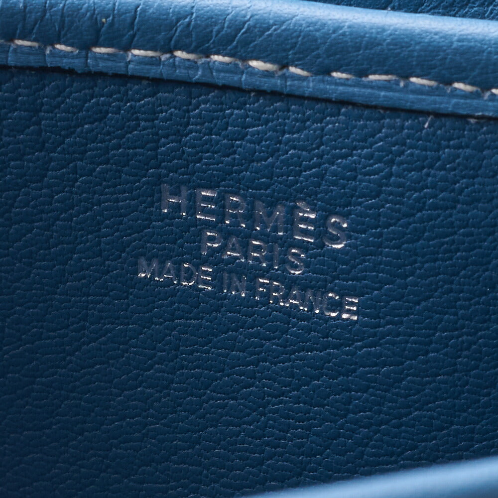 HERMES Christine Shoulder Bag Toile Ash Buffle Blue Jean Silver-Tone Hardware Pre-Owned - Vintage La Charme