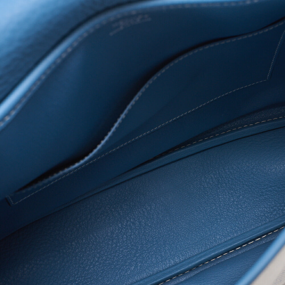 HERMES Christine Shoulder Bag Toile Ash Buffle Blue Jean Silver-Tone Hardware Pre-Owned - Vintage La Charme