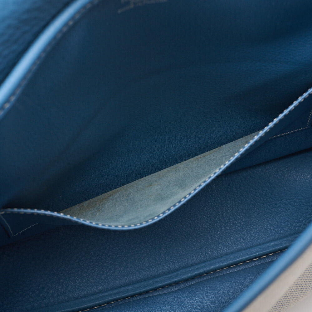 HERMES Christine Shoulder Bag Toile Ash Buffle Blue Jean Silver-Tone Hardware Pre-Owned - Vintage La Charme