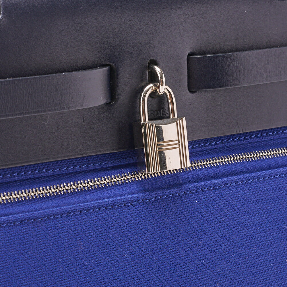 HERMES Ale Bag Zip PM 2WAY Handbag Calf Blue Silver-Tone Hardware Pre-Owned - Vintage La Charme