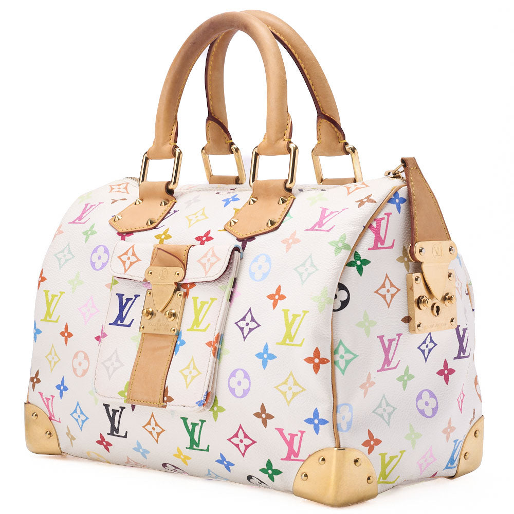 Louis Vuitton Shoulder Bag, Monogram Multicolor, Canvas, White, Gold-Tone Hardware, Pre-Owned - Vintage La Charme