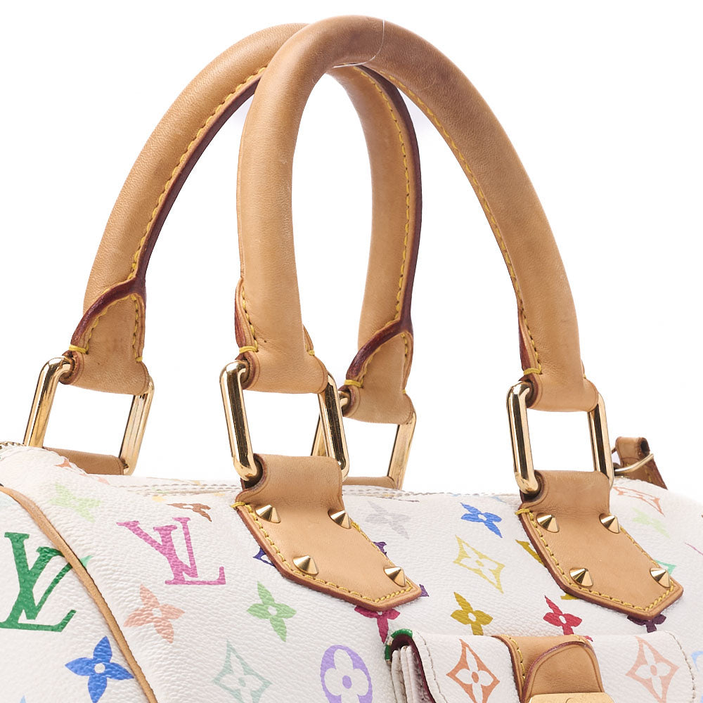 Louis Vuitton Shoulder Bag, Monogram Multicolor, Canvas, White, Gold-Tone Hardware, Pre-Owned - Vintage La Charme