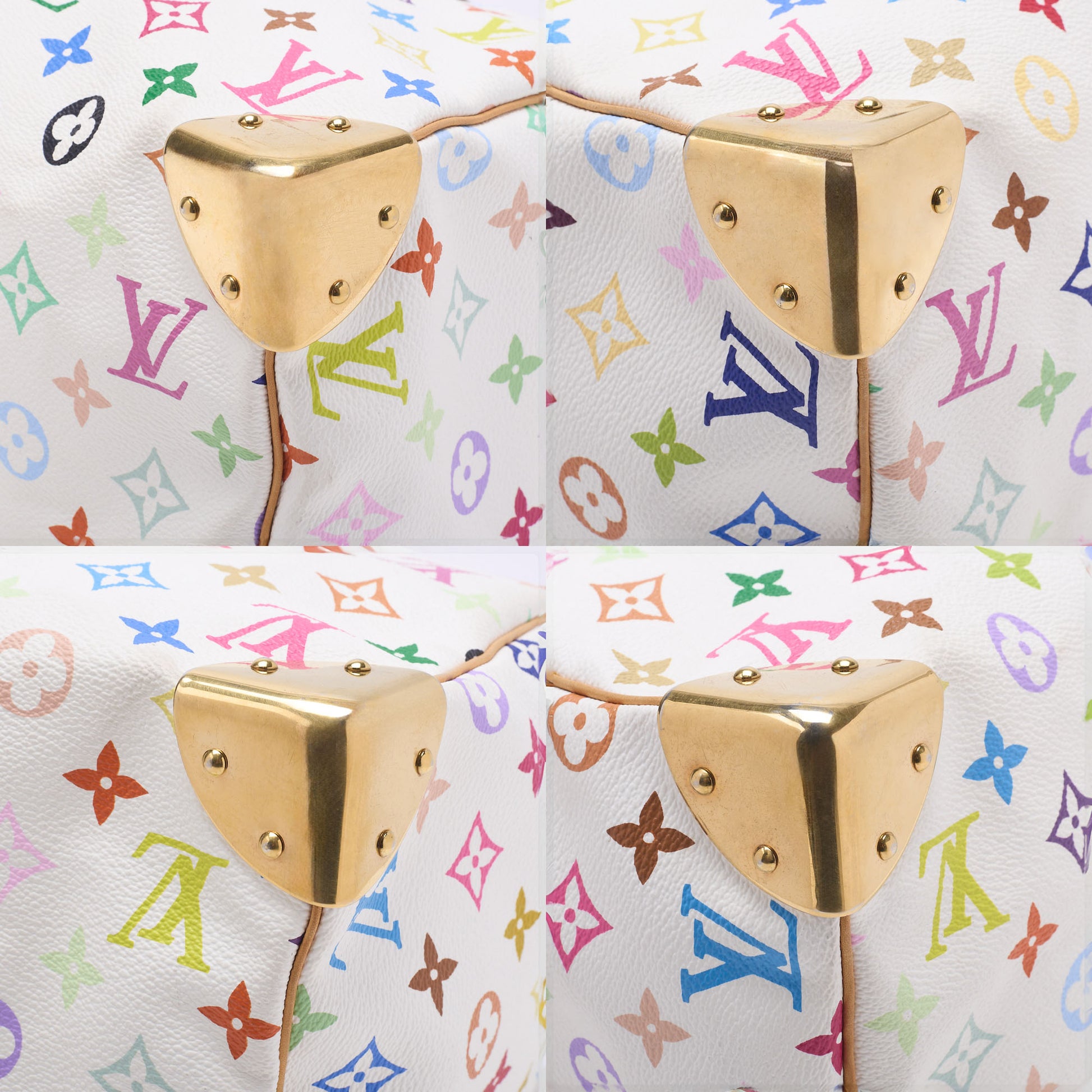 Louis Vuitton Shoulder Bag, Monogram Multicolor, Canvas, White, Gold-Tone Hardware, Pre-Owned - Vintage La Charme