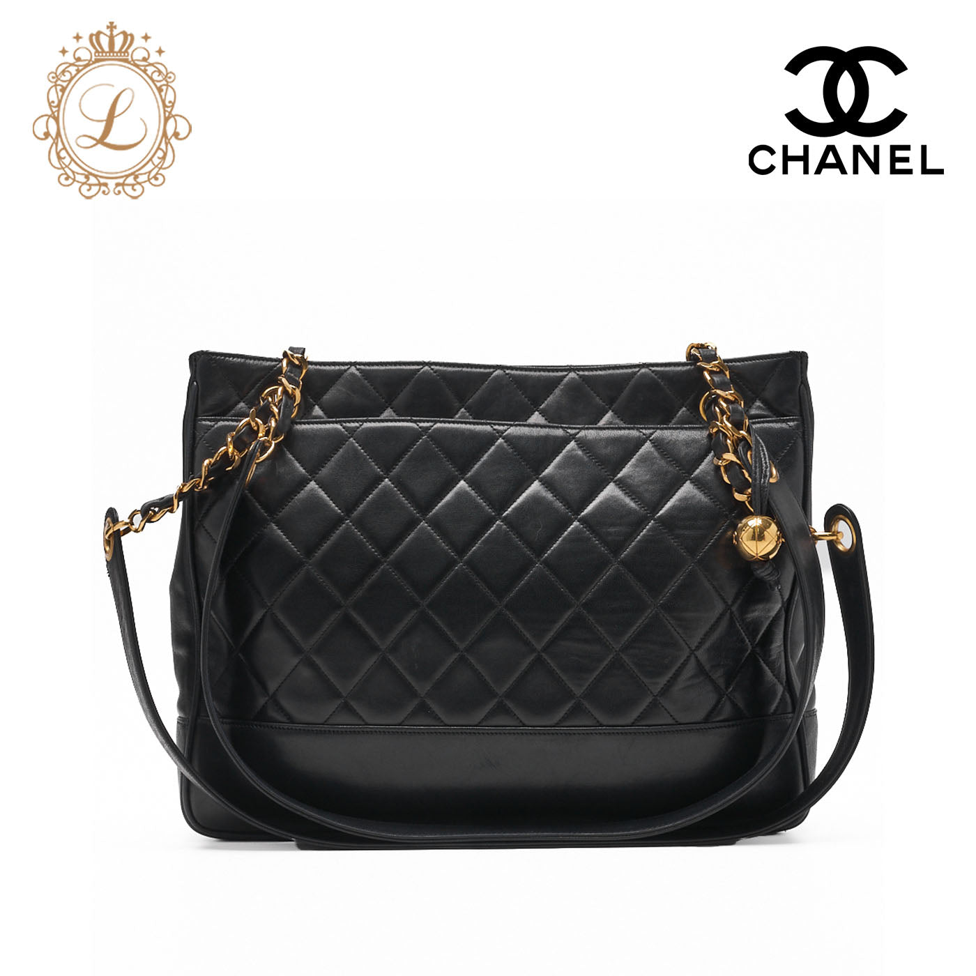 CHANEL Shoulder Bag Tote Bag Matelasse Lambskin Black Gold-Tone Hardware Pre-Owned - Vintage La Charme