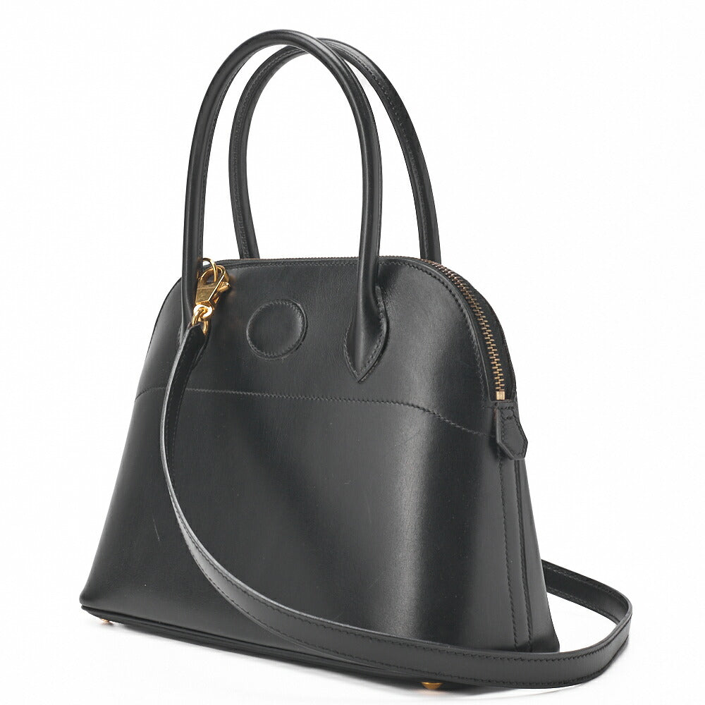 HERMES Bolide 27 Handbag Shoulder Bag 2WAY Box Calf Black Gold-Tone Hardware Pre-Owned - Vintage La Charme