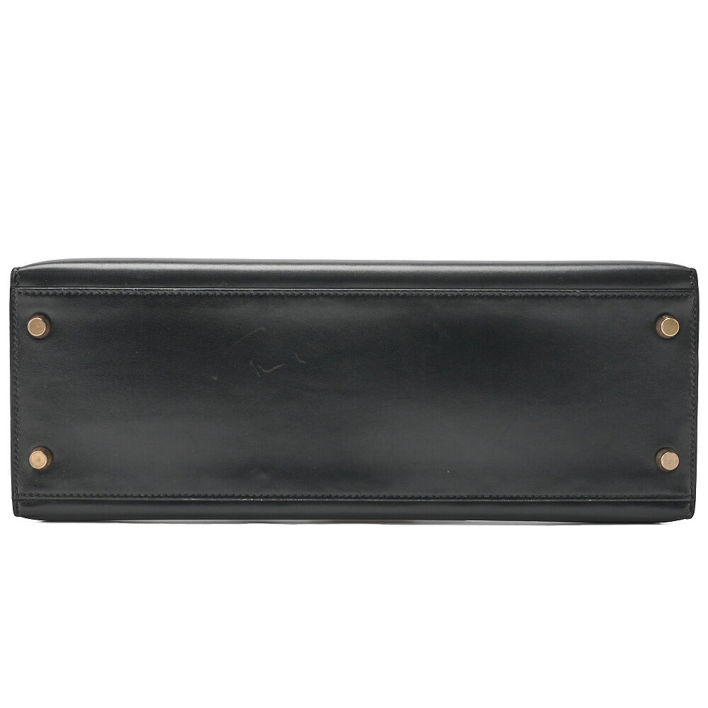 HERMES Kelly 32 Handbag Box Calf Black Gold-Tone Hardware Pre-Owned - Vintage La Charme