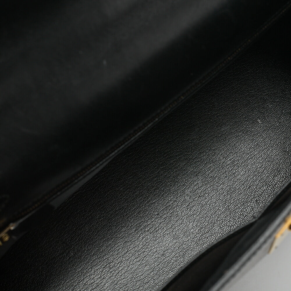 HERMES Kelly 32 Handbag Box Calf Black Gold-Tone Hardware Pre-Owned - Vintage La Charme