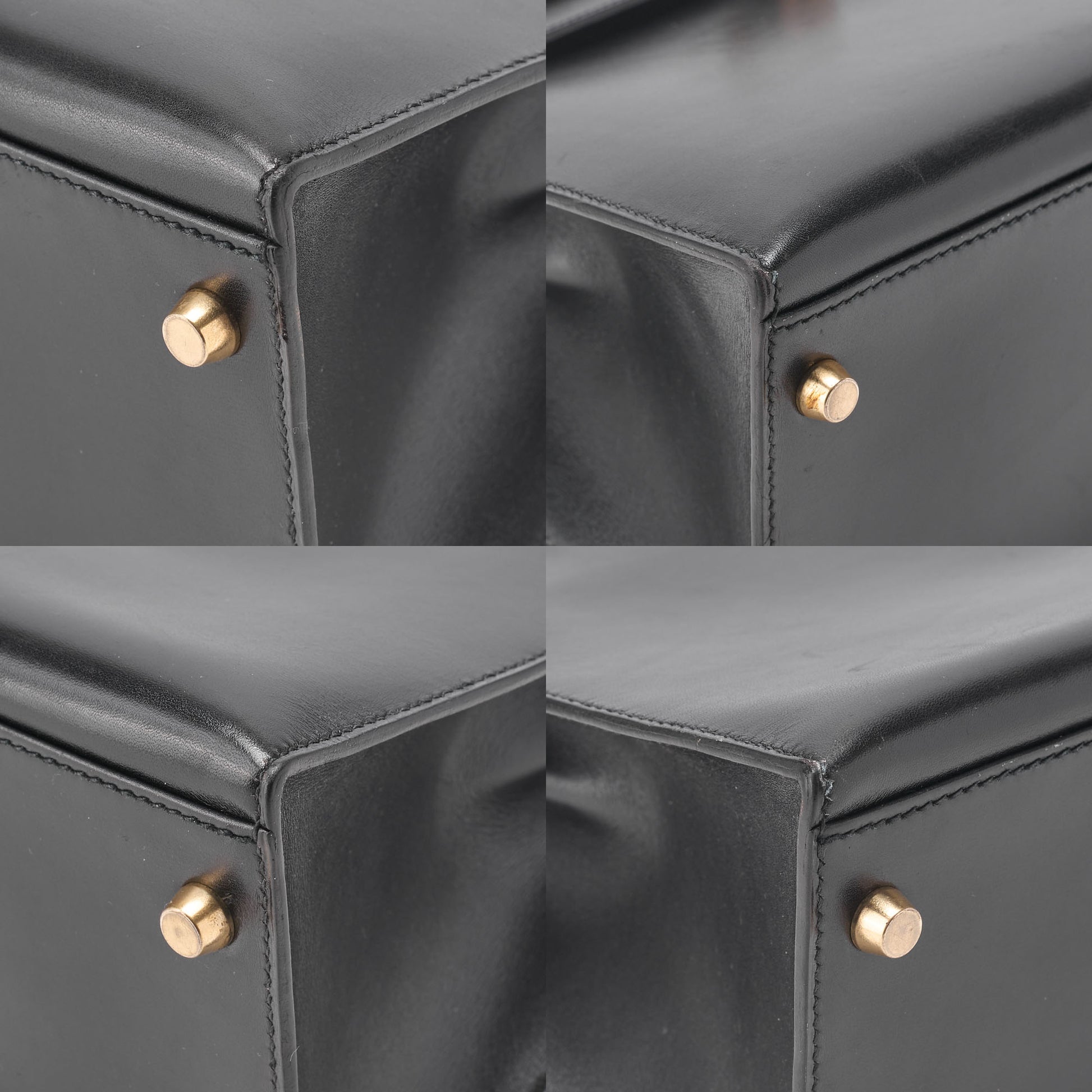 HERMES Kelly 32 Handbag Box Calf Black Gold-Tone Hardware Pre-Owned - Vintage La Charme