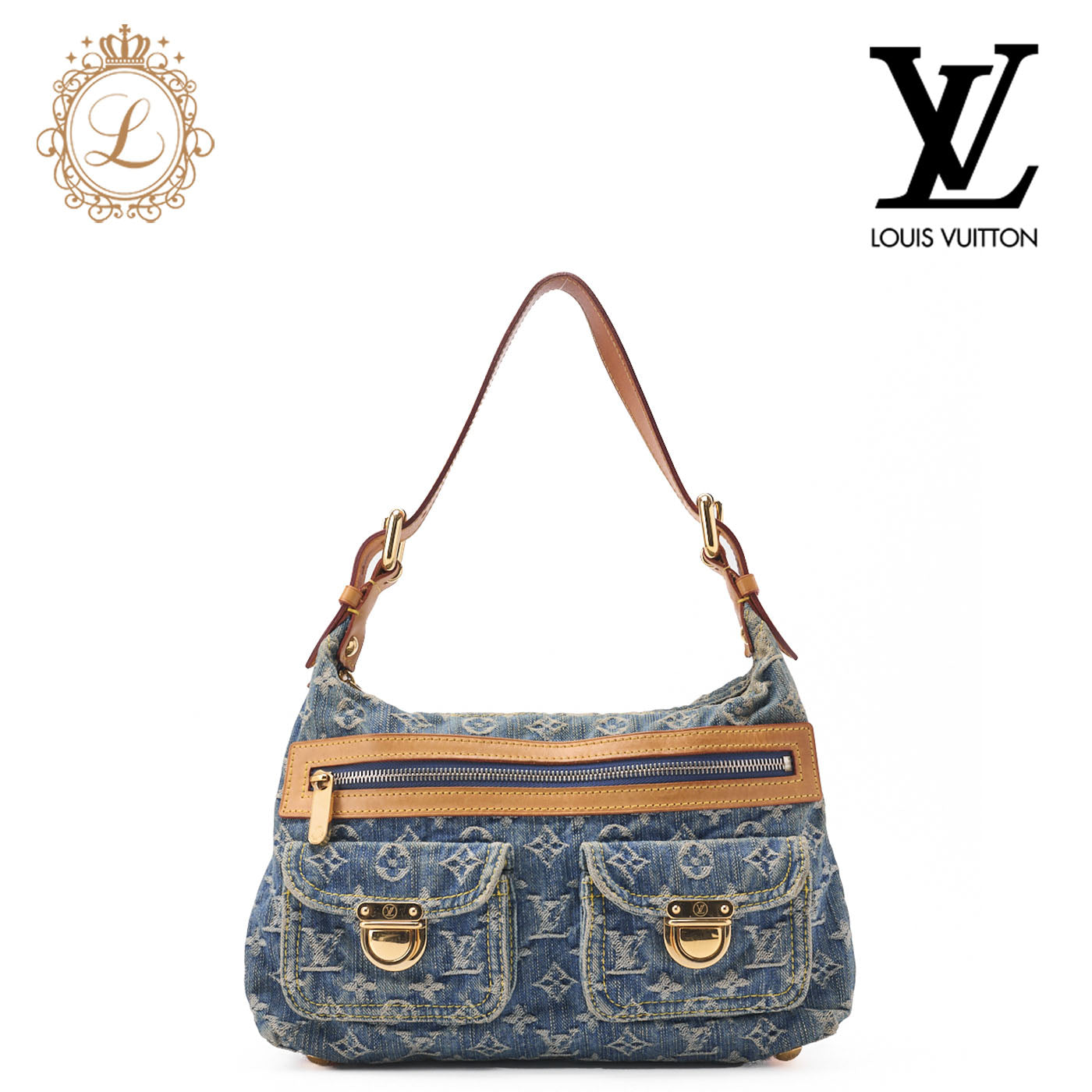 Louis Vuitton Shoulder Bag Monogram Denim Buggy PM Blue Gold-Tone Hardware Pre-Owned - Vintage La Charme