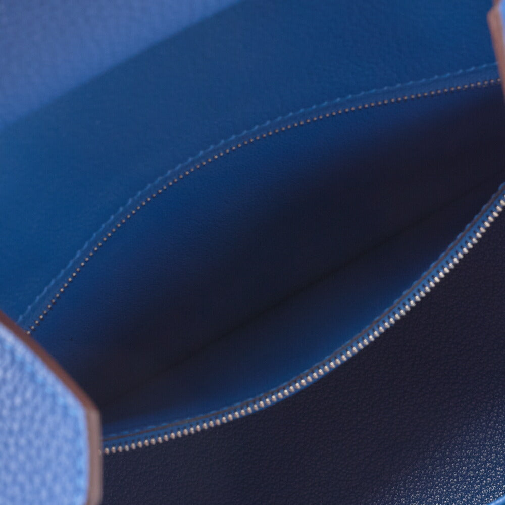 HERMES Birkin 30 Handbag Togo Blue Zanzibar Silver-Tone Hardware Pre-Owned - Vintage La Charme