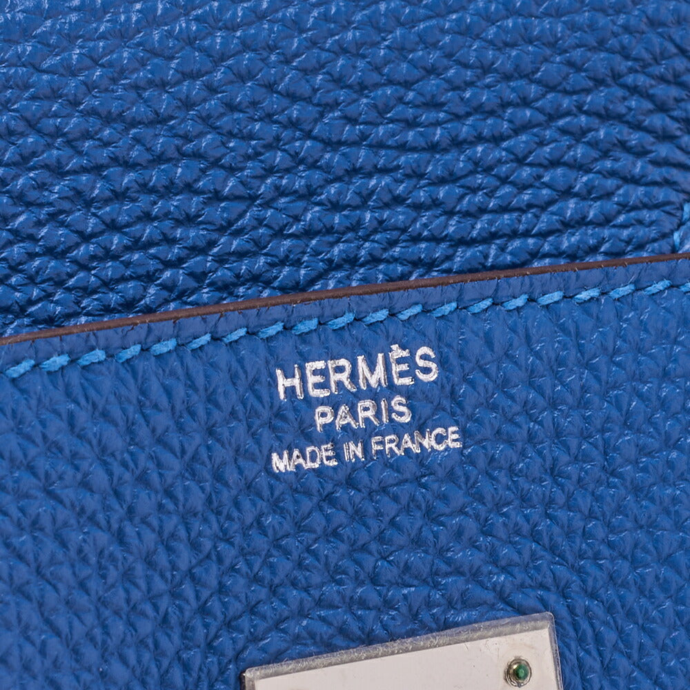 HERMES Birkin 30 Handbag Togo Blue Zanzibar Silver-Tone Hardware Pre-Owned - Vintage La Charme
