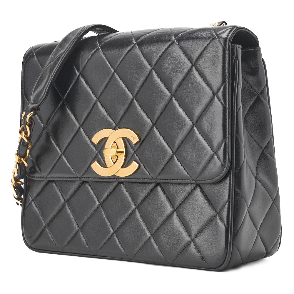 CHANEL Shoulder Bag, Deca Matelasse, Lambskin, Black, Gold-Tone Hardware, Pre-Owned - Vintage La Charme