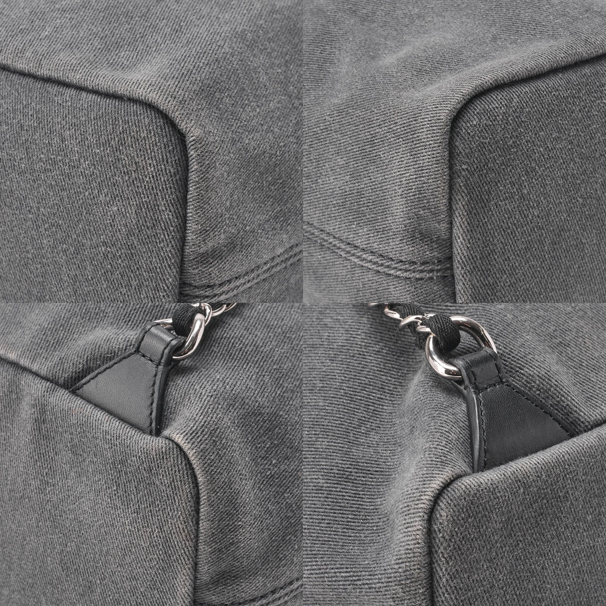 CHANEL Backpack Bag Deauville Drawstring Canvas Denim Gray Silver-Tone Hardware Pre-Owned - Vintage La Charme