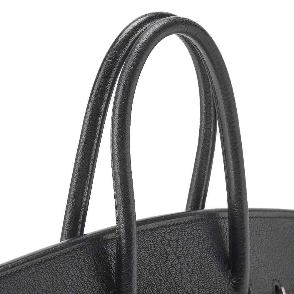 HERMES Birkin 35 Handbag Chèvre Black Silver-Tone Hardware Pre-Owned - Vintage La Charme
