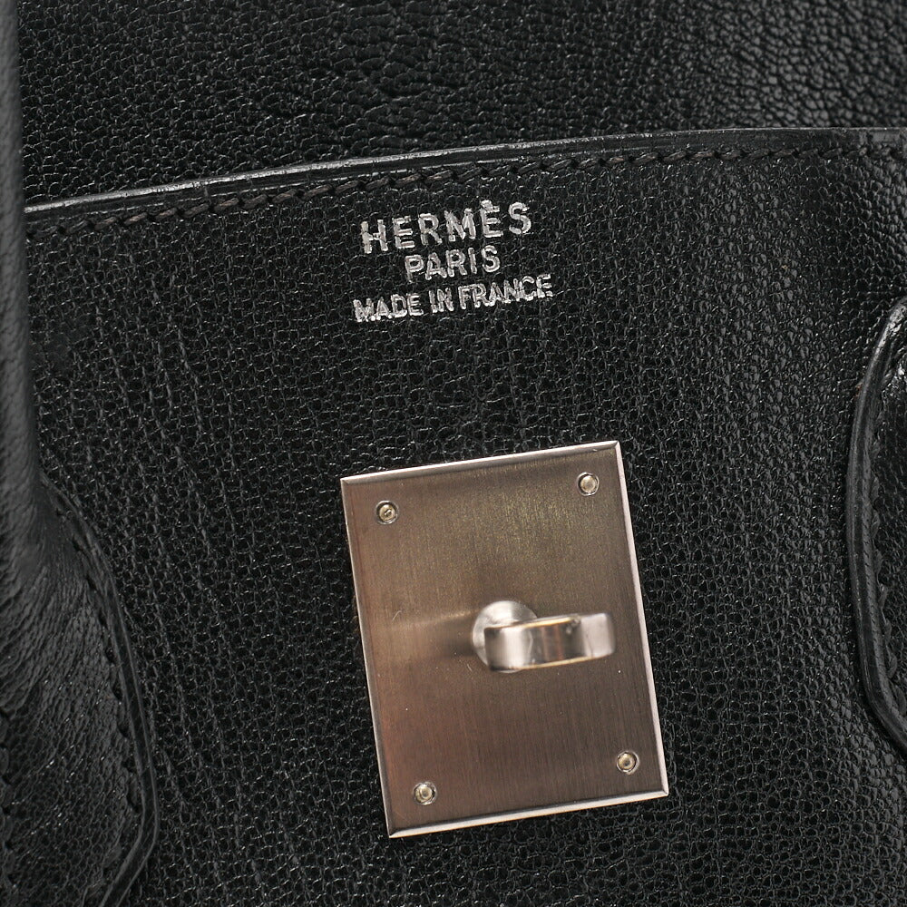 HERMES Birkin 35 Handbag Chèvre Black Silver-Tone Hardware Pre-Owned - Vintage La Charme