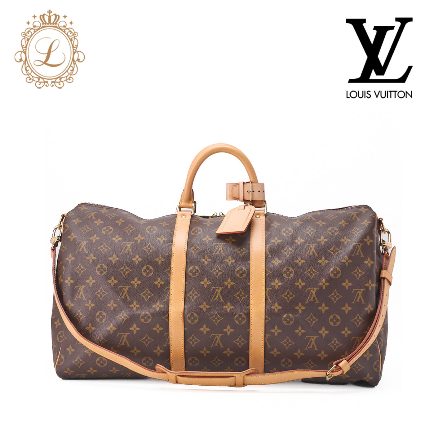 Louis Vuitton Shoulder Bag, Monogram, Boston Bag, Caviar Leather, Brown, Gold-Tone Hardware, Pre-Owned - Vintage La Charme
