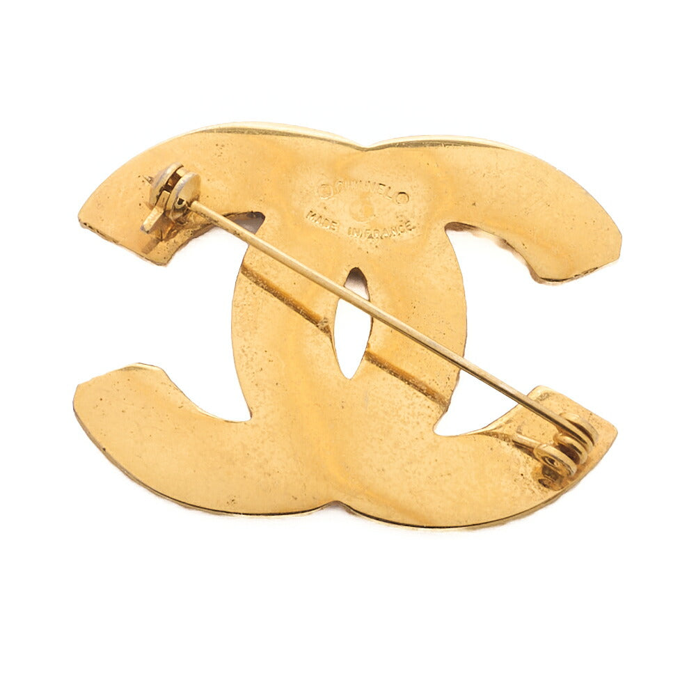 CHANEL Brooch Coco Mark Rhinestone Gold Plated Gold Tone Hardware Pre-Owned - Vintage La Charme