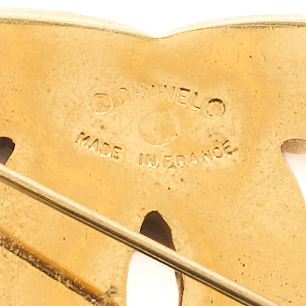 CHANEL Brooch Coco Mark Rhinestone Gold Plated Gold Tone Hardware Pre-Owned - Vintage La Charme