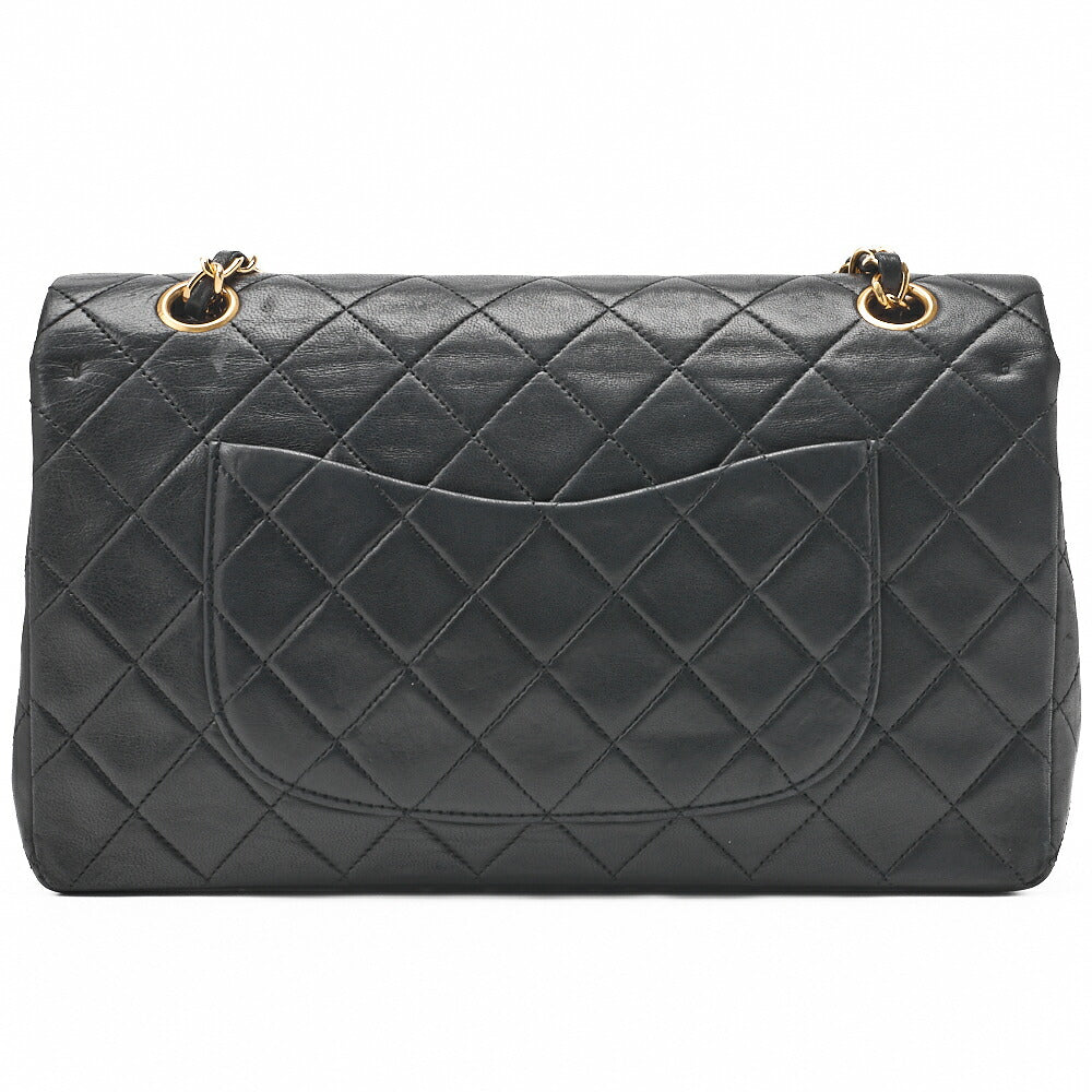 CHANEL Shoulder Bag Matelasse Double Flap Lambskin Black Gold-Tone Hardware Pre-Owned - Vintage La Charme