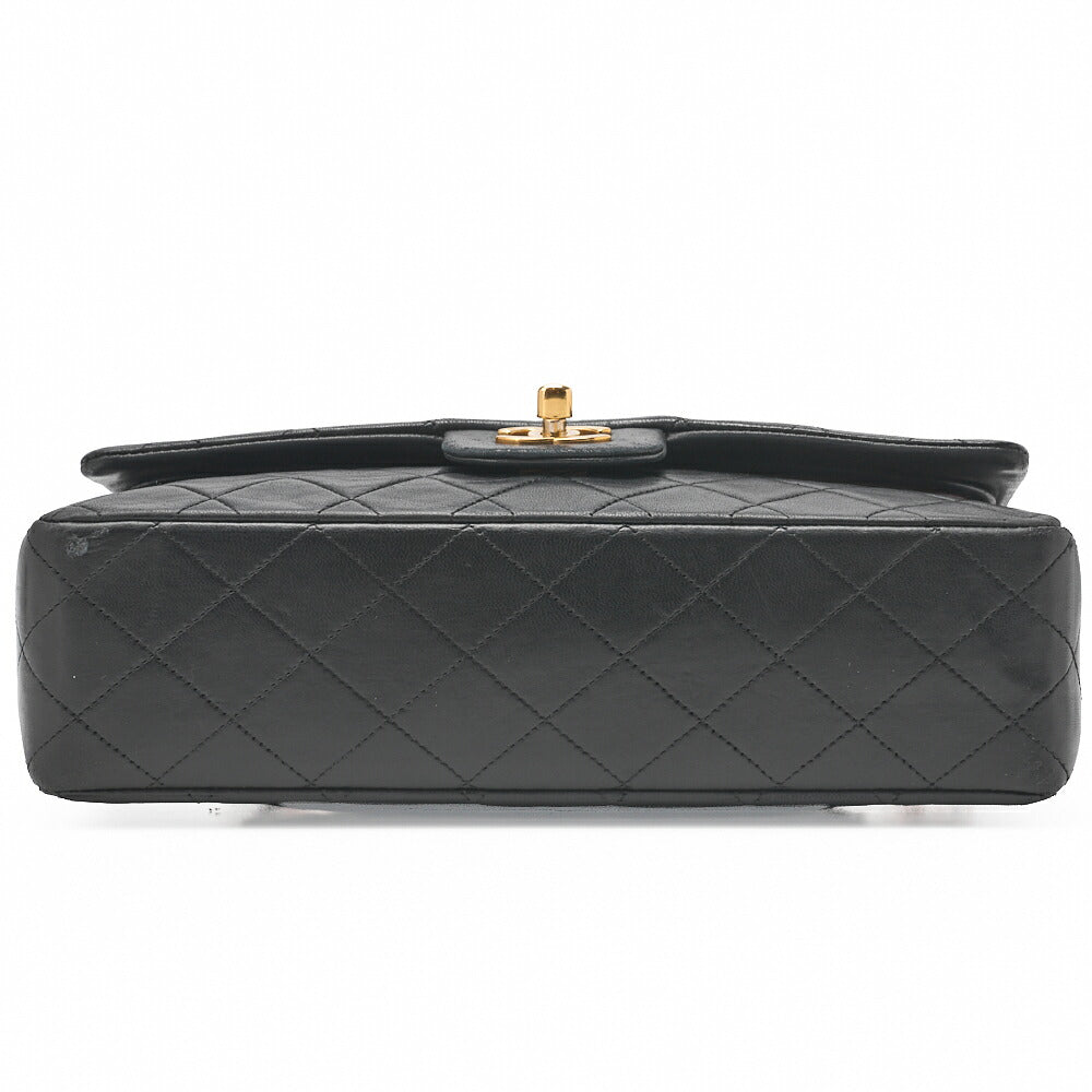 CHANEL Shoulder Bag Matelasse Double Flap Lambskin Black Gold-Tone Hardware Pre-Owned - Vintage La Charme