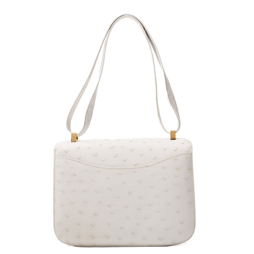 HERMES Constance 23 Shoulder Bag Ostrich White Gold-Tone Hardware Pre-Owned - Vintage La Charme