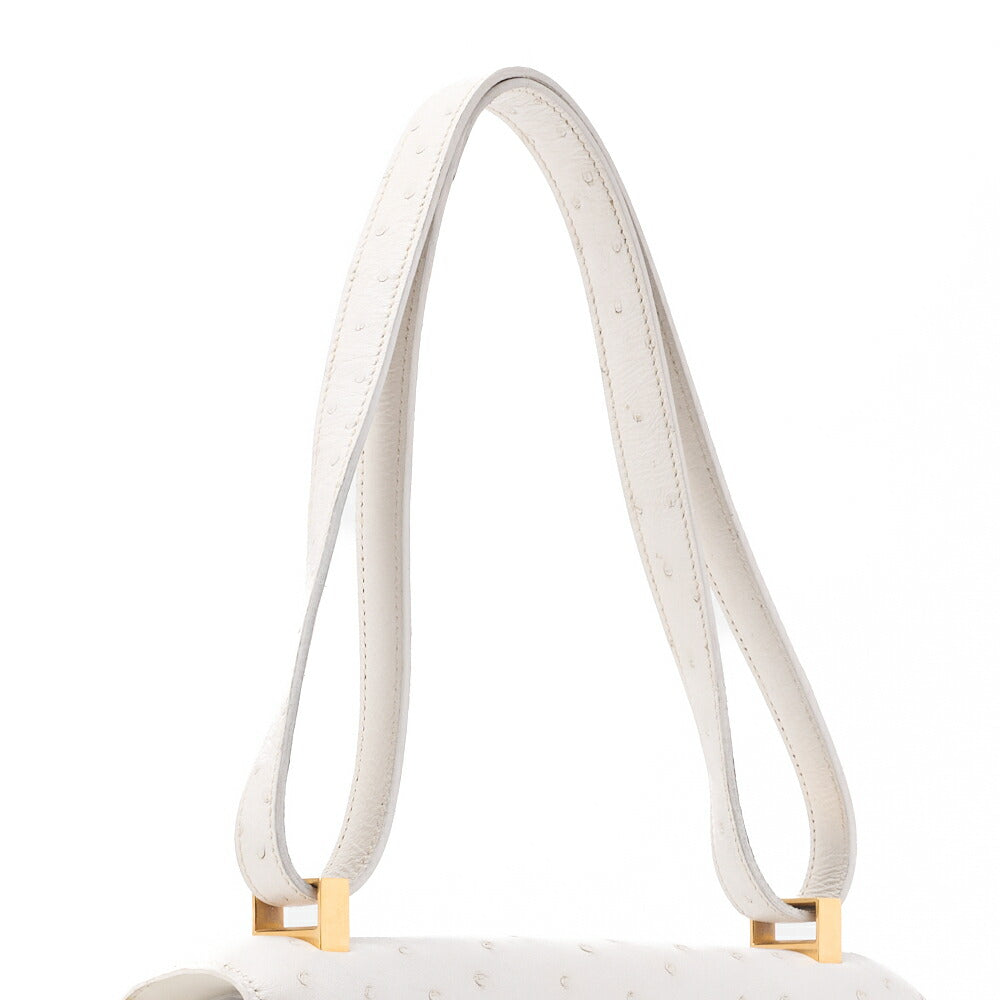 HERMES Constance 23 Shoulder Bag Ostrich White Gold-Tone Hardware Pre-Owned - Vintage La Charme