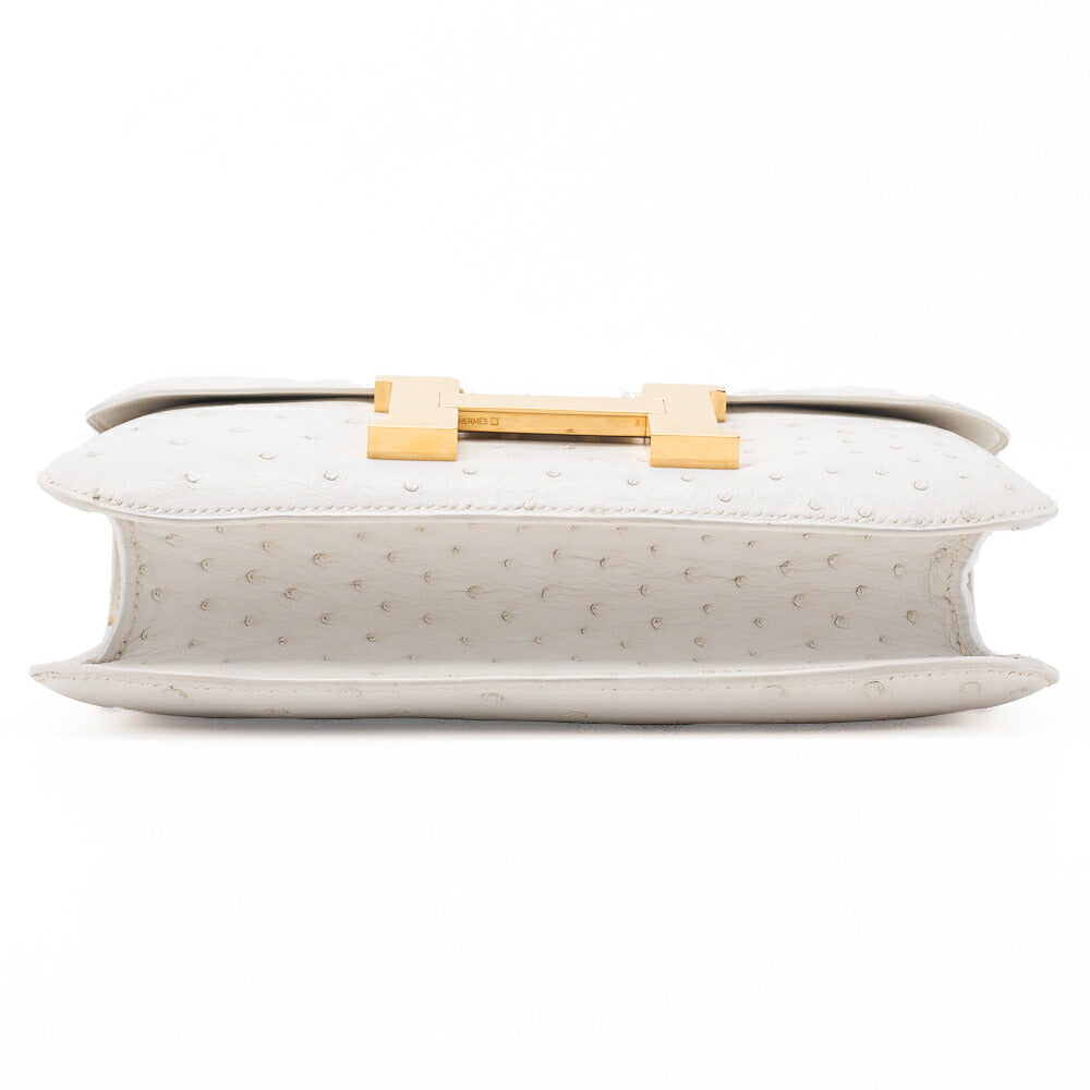 HERMES Constance 23 Shoulder Bag Ostrich White Gold-Tone Hardware Pre-Owned - Vintage La Charme