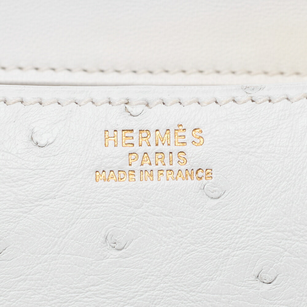 HERMES Constance 23 Shoulder Bag Ostrich White Gold-Tone Hardware Pre-Owned - Vintage La Charme
