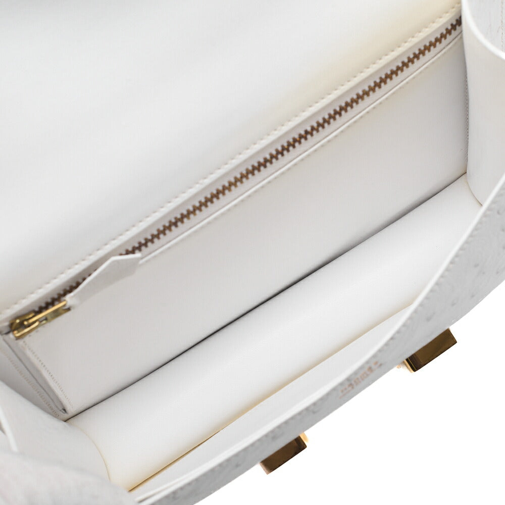 HERMES Constance 23 Shoulder Bag Ostrich White Gold-Tone Hardware Pre-Owned - Vintage La Charme