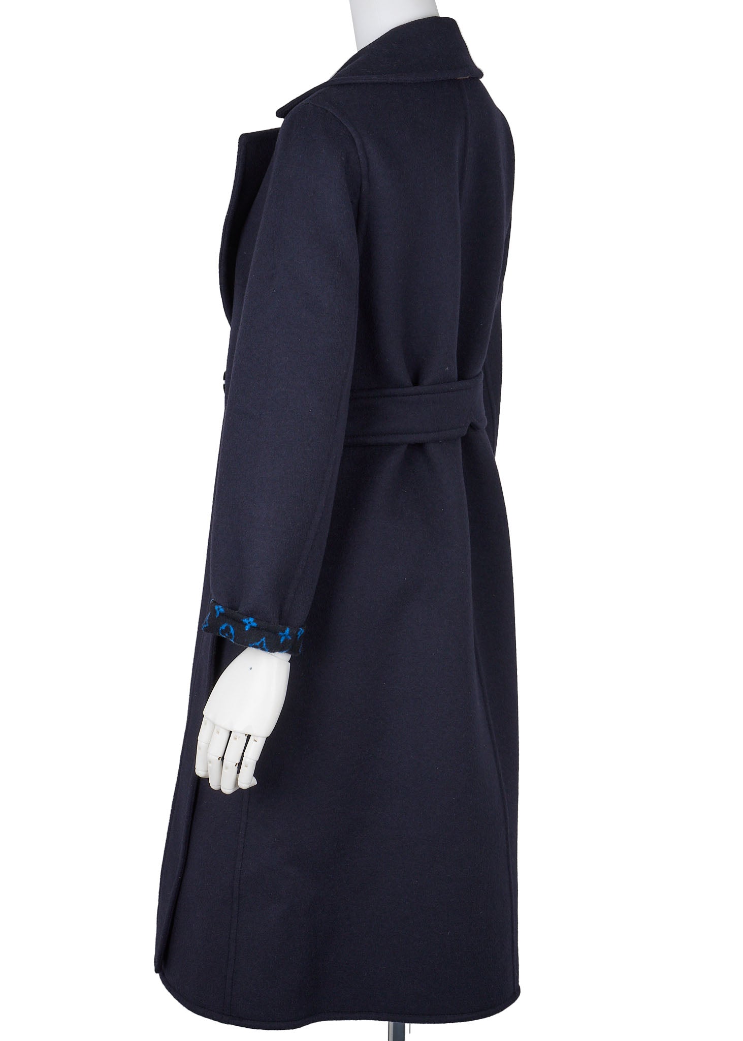 Louis Vuitton Gown Coat, Monogram, Wool Silk Blend, Navy, Silver-Tone Hardware, Pre-Owned - Vintage La Charme