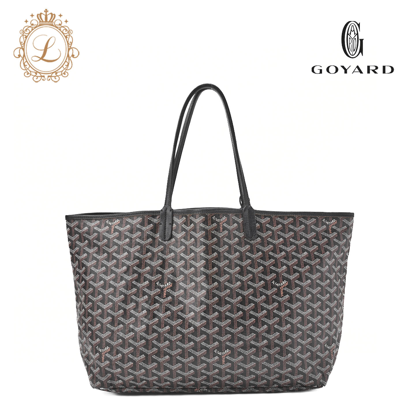 Goyard Saint Louis PM Tote Bag Coated Canvas Black Silver-Tone Hardware Pre-Owned - Vintage La Charme