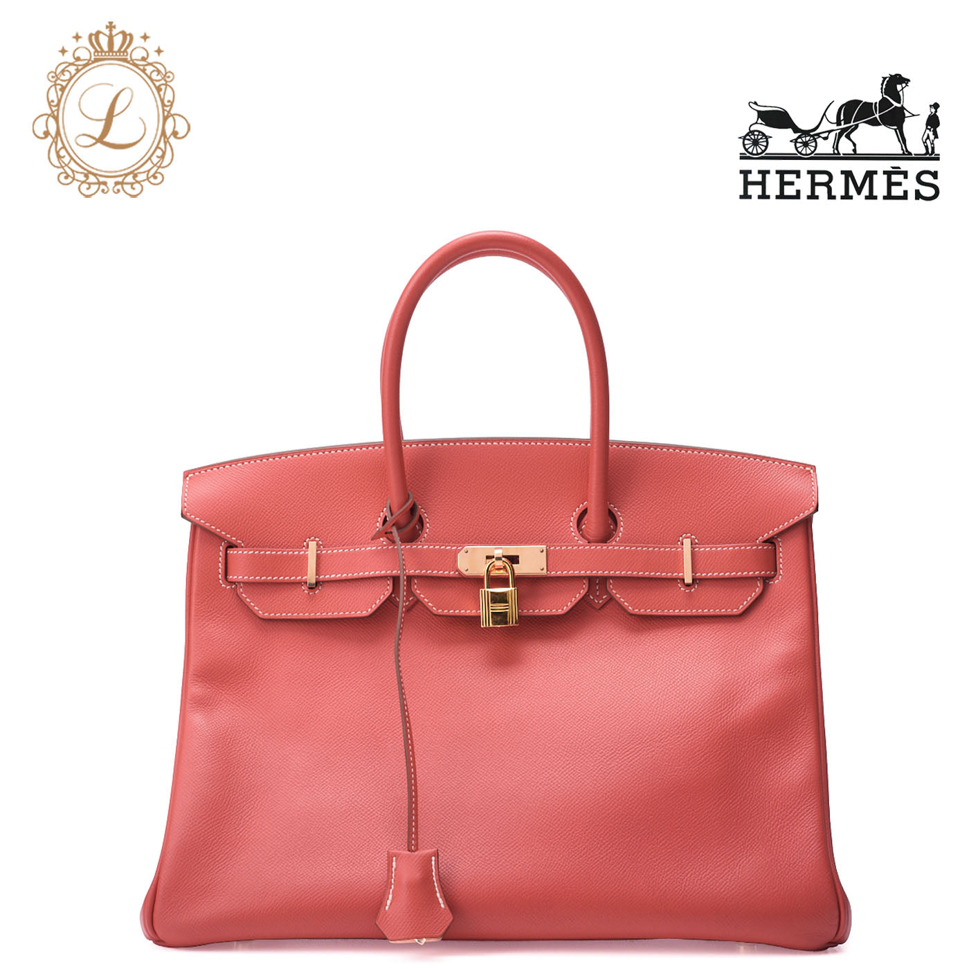 HERMES Birkin 35 Handbag, Epson, Rose Jaipur, Gold-Tone Hardware, Pre-Owned - Vintage La Charme