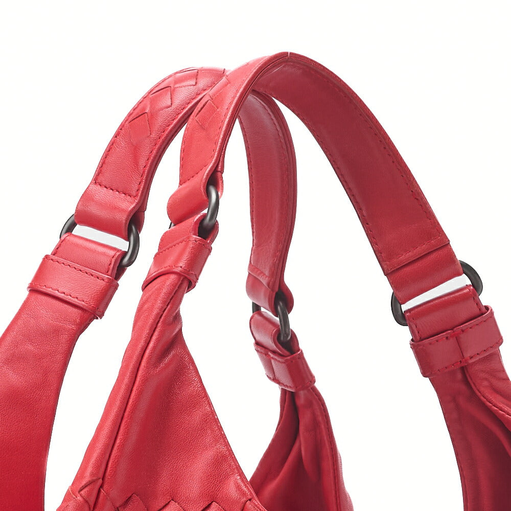 Bottega Veneta Shoulder Tote Bag Intrecciato Lambskin Red Gold-Tone Hardware Pre-Owned - Vintage La Charme