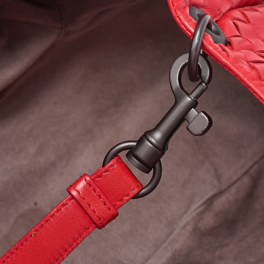 Bottega Veneta Shoulder Tote Bag Intrecciato Lambskin Red Gold-Tone Hardware Pre-Owned - Vintage La Charme