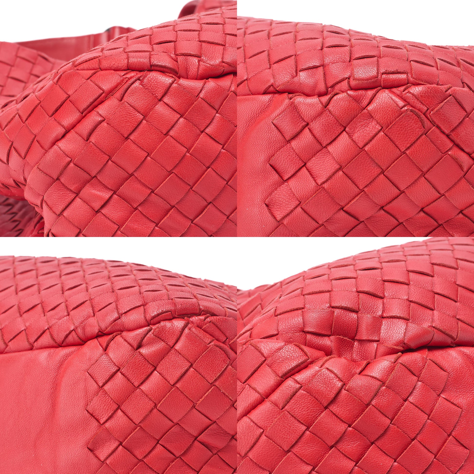 Bottega Veneta Shoulder Tote Bag Intrecciato Lambskin Red Gold-Tone Hardware Pre-Owned - Vintage La Charme