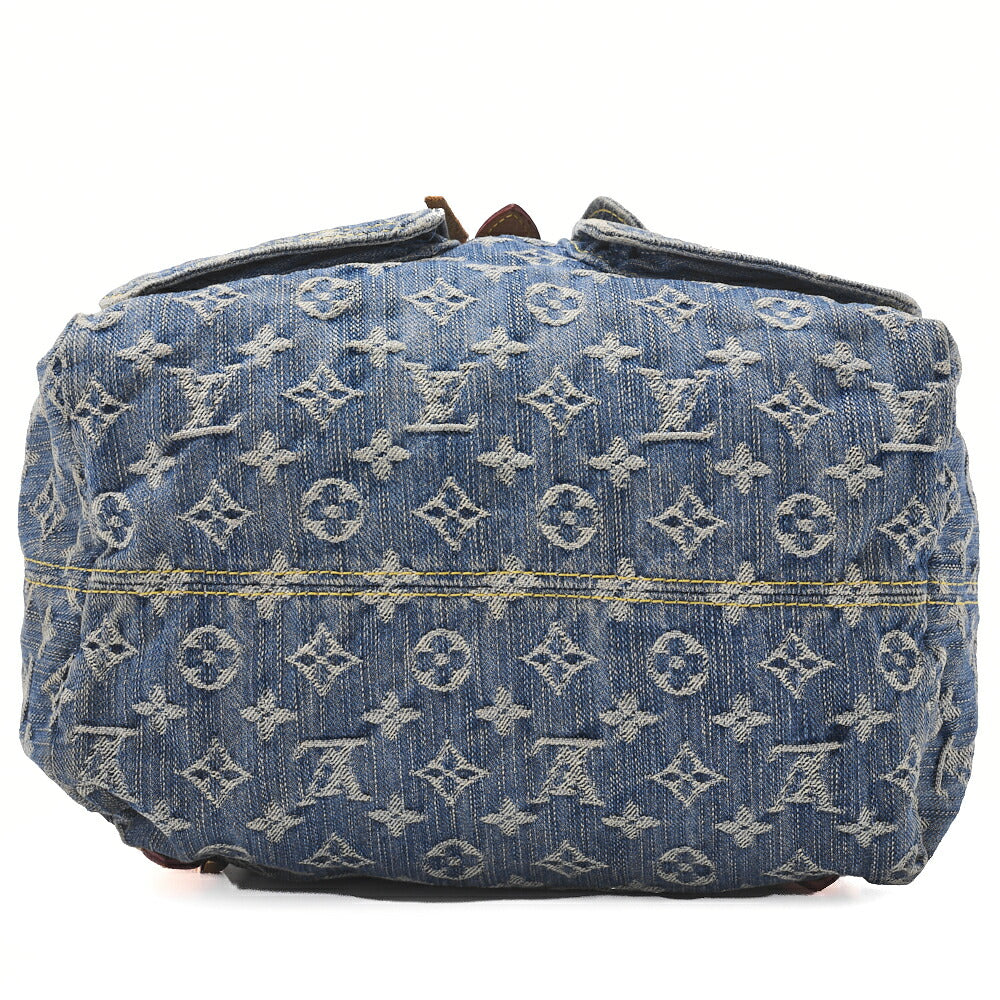 Louis Vuitton Shoulder Backpack Bag Monogram Denim Blue Gold-Tone Hardware Pre-Owned - Vintage La Charme