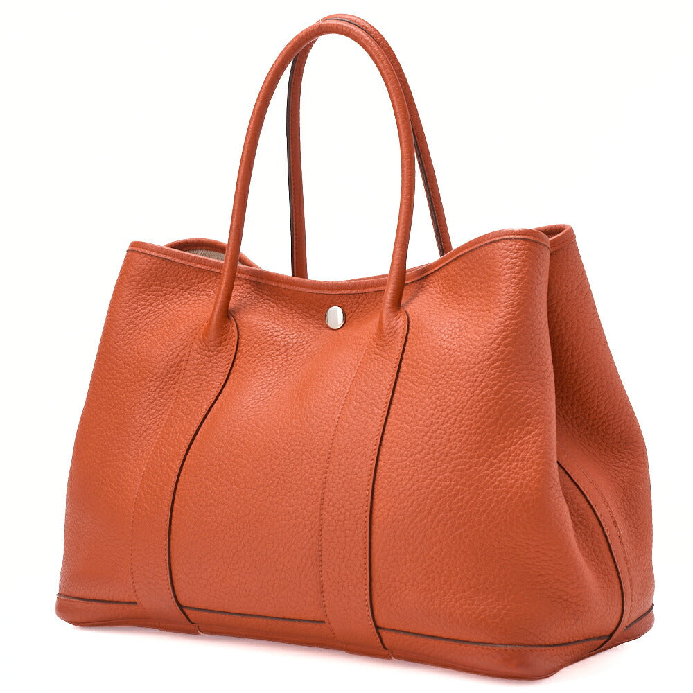 HERMES Garden Party PM Handbag, Shoulder Bag, Negonda, Capucine, Silver Metal Fittings, Pre-Owned - Vintage La Charme